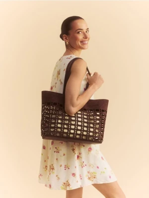 Reserved - Wzorzysta sukienka z wiskozą - jasnoniebieski