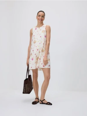 Reserved - Wzorzysta sukienka z wiskozą - różowy