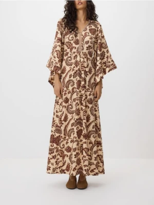 Reserved - Wzorzysta sukienka z wiskozą - wielobarwny