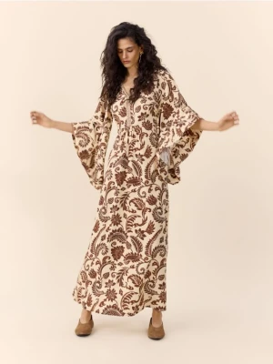 Reserved - Wzorzysta sukienka z wiskozą - wielobarwny