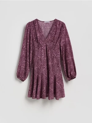 Reserved - Wzorzysta sukienka z wiskozy - bordowy