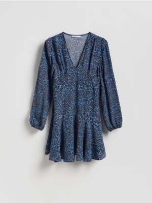 Reserved - Wzorzysta sukienka z wiskozy - ciemnobrązowy