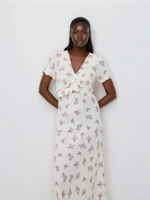 Reserved - Wzorzysta sukienka z wiskozy - wielobarwny