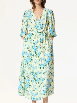 Reserved - Wzorzysta sukienka z wiskozy - złamana biel