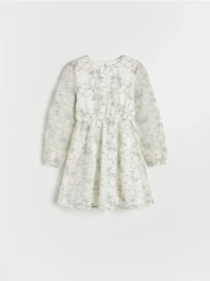Reserved - Wzorzysta sukienka - złamana biel