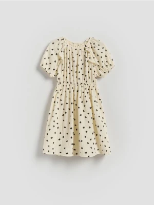 Reserved - Wzorzysta sukienka - złamana biel