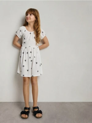 Reserved - Wzorzysta sukienka - złamana biel