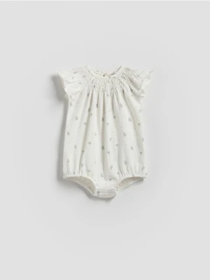 Reserved - Wzorzyste body z falbankami - biały