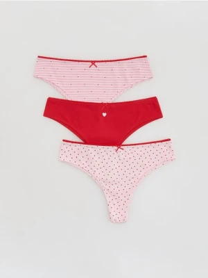 Reserved - Wzorzyste majtki brazyliany 3 pack - pastelowy róż