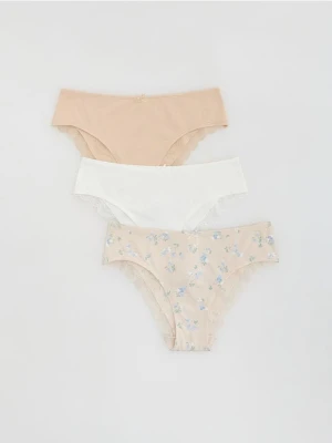 Reserved - Wzorzyste majtki hipster 3 pack - kremowy