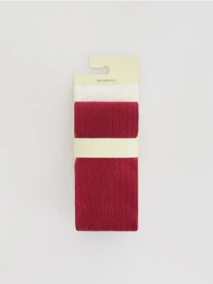 Reserved - Wzorzyste rajstopy 2 pack - intenstywna czerwień