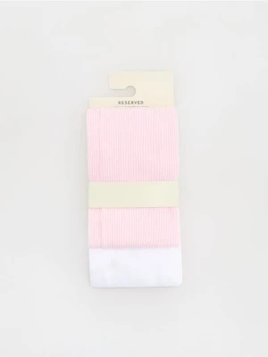 Reserved - Wzorzyste rajstopy 2 pack - pastelowy róż