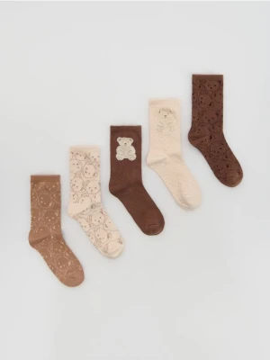 Reserved - Wzorzyste skarpetki 5 pack - brązowy