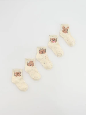 Reserved - Wzorzyste skarpetki 5 pack - złamana biel