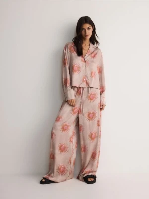 Reserved - Wzorzyste spodnie - beżowy