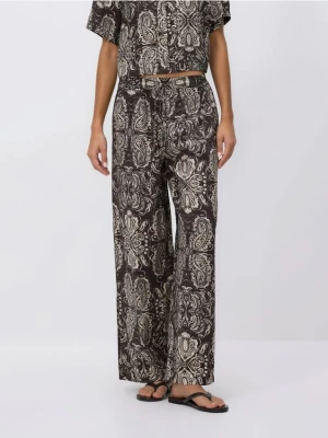 Reserved - Wzorzyste spodnie - ciemnobrązowy