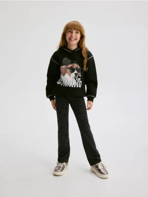 Reserved - Wzorzyste spodnie flare - ciemnoszary