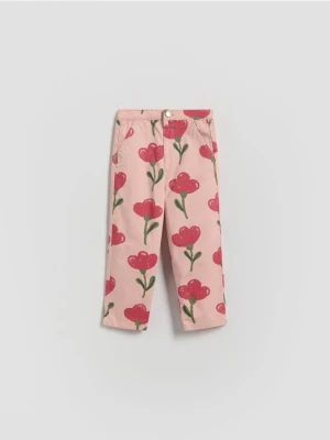 Reserved - Wzorzyste spodnie - pastelowy róż