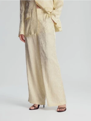 Reserved - Wzorzyste spodnie z wiskozy - jasnożółty