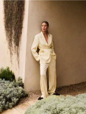 Reserved - Wzorzyste spodnie z wiskozy - jasnożółty