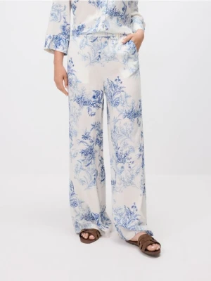 Reserved - Wzorzyste spodnie z wiskozy - niebieski