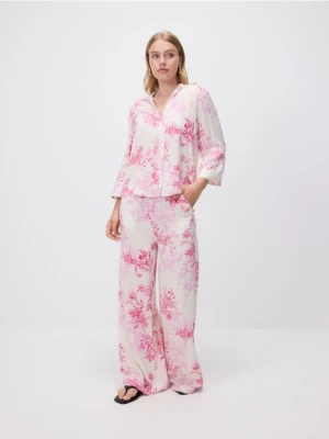 Reserved - Wzorzyste spodnie z wiskozy - różowy
