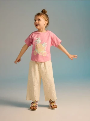 Reserved - Wzorzyste spodnie - złamana biel