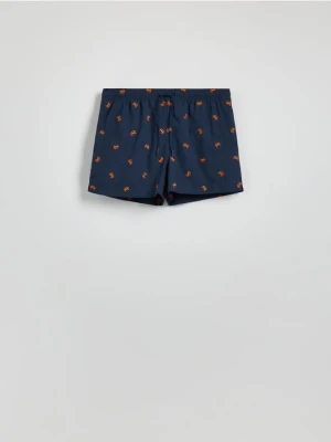 Reserved - Wzorzyste szorty plażowe - granatowy