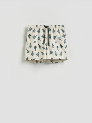 Reserved - Wzorzyste szorty plażowe - złamana biel