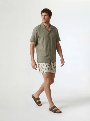 Reserved - Wzorzyste szorty plażowe - złamana biel