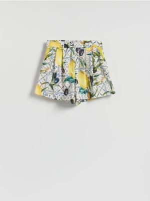 Reserved - Wzorzyste szorty z lnem - wielobarwny