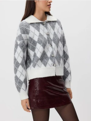 Reserved - Wzorzysty kardigan oversize - wielobarwny