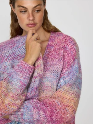 Reserved - Wzorzysty kardigan - różowy
