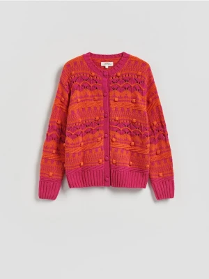 Reserved - Wzorzysty kardigan z bawełną - wielobarwny