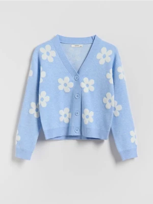Reserved - Wzorzysty kardigan z wiskozą - jasnoniebieski