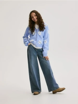 Reserved - Wzorzysty kardigan z wiskozą - jasnoniebieski