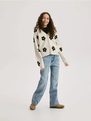 Reserved - Wzorzysty kardigan z wiskozą - wielobarwny