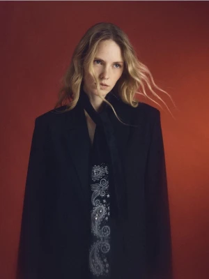 Reserved - Wzorzysty krawat - czarny