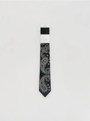 Reserved - Wzorzysty krawat - czarny