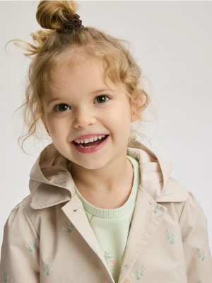 Zdjęcie produktu Reserved - Wzorzysty płaszcz z kapturem - beżowy