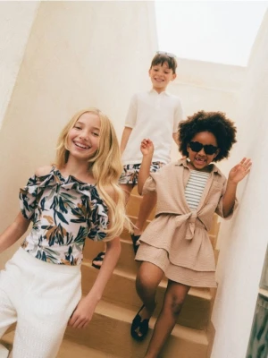 Reserved - Wzorzysty strój kąpielowy - złamana biel