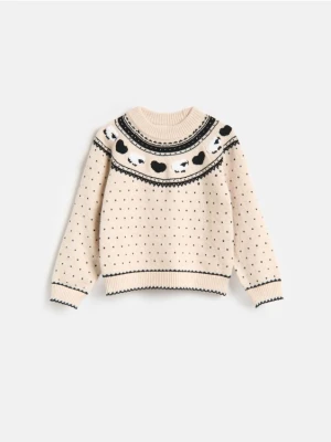 Reserved - Wzorzysty sweter - kremowy