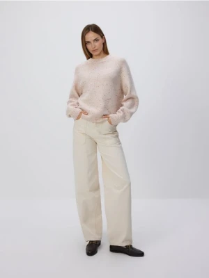 Reserved - Wzorzysty sweter - pastelowy róż