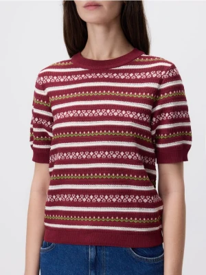 Reserved - Wzorzysty sweter z wiskozą - wielobarwny