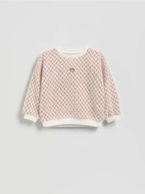 Reserved - Wzorzysty sweter - złamana biel