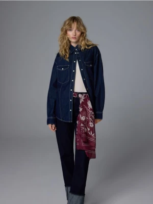 Reserved - Wzorzysty szal - burgundowy