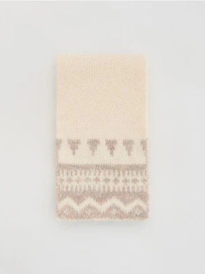 Reserved - Wzorzysty szalik - kremowy