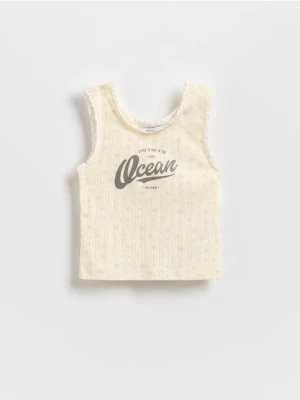 Reserved - Wzorzysty top - kremowy