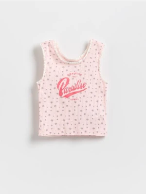 Reserved - Wzorzysty top - pastelowy róż