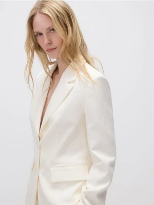 Reserved - Żakardowa marynarka slim fit - złamana biel